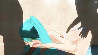 3D HENTAI Miku sucks cock while getting fucked in the ass