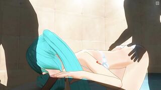 3D HENTAI Miku sucks cock while getting fucked in the ass