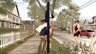 【 3D animation】被吊在单杠上供路人玩弄。Hanging from a horizontal bar for passers-by to play with.