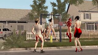 【 3D animation】被吊在单杠上供路人玩弄。Hanging from a horizontal bar for passers-by to play with.