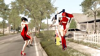 【 3D animation】被吊在单杠上供路人玩弄。Hanging from a horizontal bar for passers-by to play with.