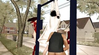 【 3D animation】被吊在单杠上供路人玩弄。Hanging from a horizontal bar for passers-by to play with.