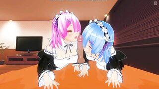 3D HENTAI POV Ram and Rem suck your cock