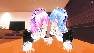 3D HENTAI POV Ram and Rem suck your cock