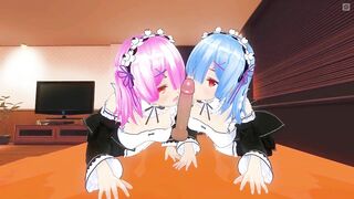 3D HENTAI POV Ram and Rem suck your cock