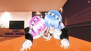 3D HENTAI POV Ram and Rem suck your cock