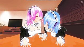 3D HENTAI POV Ram and Rem suck your cock