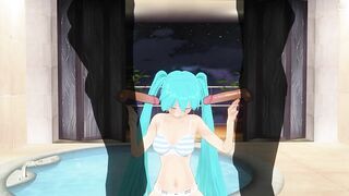 3D HENTAI Miku double blowjob