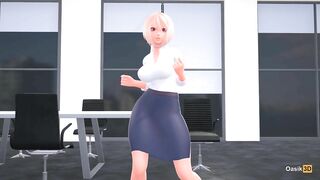 Office worker dancing in the office and undressing part 2 3D