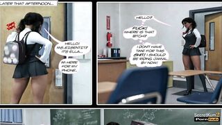Educating Ella - 18yo Size Queen Collage Girl Caught Riding Huge dildo at School - 3D Cartoon Comic