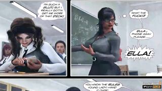 Educating Ella - 18yo Size Queen Collage Girl Caught Riding Huge dildo at School - 3D Cartoon Comic