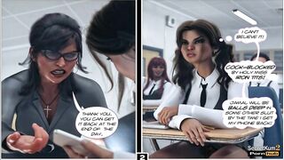 Educating Ella - 18yo Size Queen Collage Girl Caught Riding Huge dildo at School - 3D Cartoon Comic