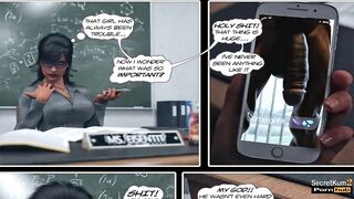 Educating Ella - 18yo Size Queen Collage Girl Caught Riding Huge dildo at School - 3D Cartoon Comic