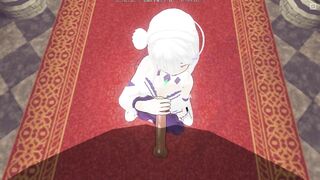 3D HENTAI Emilia jerks off your cock and touches her pussy