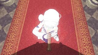 3D HENTAI Emilia jerks off your cock and touches her pussy