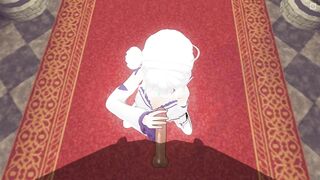 3D HENTAI Emilia jerks off your cock and touches her pussy
