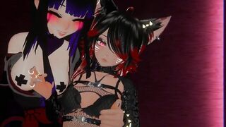Obedient cat-bunny gets gently rubbed and creams for her Mistress