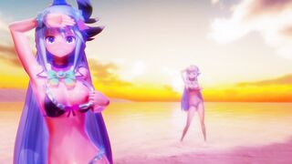 0449 -【R-18 MMD】Konosuba - not so useless goddess and the beach このすばアクアと海で