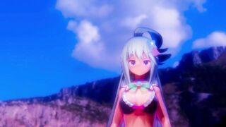 0449 -【R-18 MMD】Konosuba - not so useless goddess and the beach このすばアクアと海で