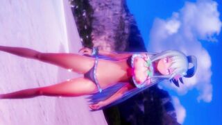 0449 -【R-18 MMD】Konosuba - not so useless goddess and the beach このすばアクアと海で
