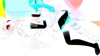 Imbapovi - Busty Miku Plays with Inflatable Pillows