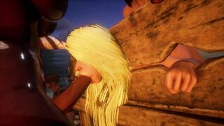 Big Dick Futa Gangbang Blonde on the beach 3D Hentai