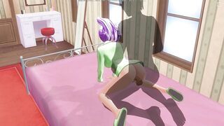 3D HENTAI Girlfriend in pajamas gets a doggystyle orgasm