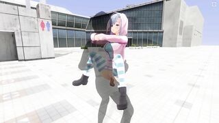 3D HENTAI Cute girlfriend fucks on the roof of the mall