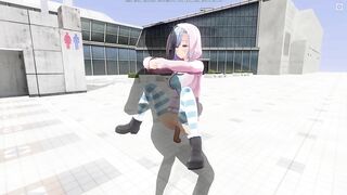 3D HENTAI Cute girlfriend fucks on the roof of the mall
