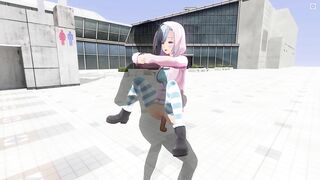 3D HENTAI Cute girlfriend fucks on the roof of the mall