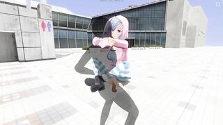 3D HENTAI Cute girlfriend fucks on the roof of the mall