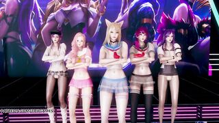 MMD Hello Venus -Wiggle Wiggle Striptease Ahri Akali Kaisa Evelynn Seraphine KDA