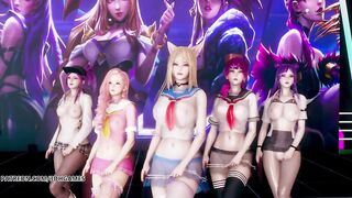 MMD Hello Venus -Wiggle Wiggle Striptease Ahri Akali Kaisa Evelynn Seraphine KDA