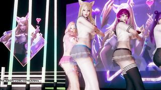 MMD Hello Venus -Wiggle Wiggle Striptease Ahri Akali Kaisa Evelynn Seraphine KDA
