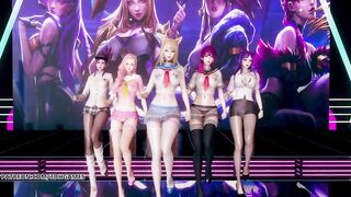MMD Hello Venus -Wiggle Wiggle Striptease Ahri Akali Kaisa Evelynn Seraphine KDA
