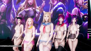 [MMD] Hello Venus -Wiggle Wiggle Naked Kpop Dance Ahri Akali Kaisa Evelynn Seraphine KDA