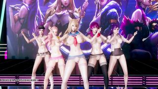 [MMD] Hello Venus -Wiggle Wiggle Naked Kpop Dance Ahri Akali Kaisa Evelynn Seraphine KDA