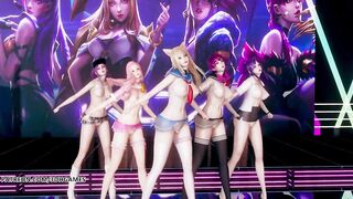 [MMD] Hello Venus -Wiggle Wiggle Naked Kpop Dance Ahri Akali Kaisa Evelynn Seraphine KDA