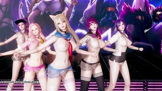 [MMD] Hello Venus -Wiggle Wiggle Naked Kpop Dance Ahri Akali Kaisa Evelynn Seraphine KDA