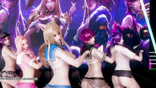 [MMD] Hello Venus -Wiggle Wiggle Naked Kpop Dance Ahri Akali Kaisa Evelynn Seraphine KDA