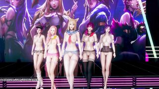 [MMD] Hello Venus -Wiggle Wiggle Naked Kpop Dance Ahri Akali Kaisa Evelynn Seraphine KDA