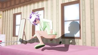 3D HENTAI Lovely girlfriend in green pajamas reverse cowgirl