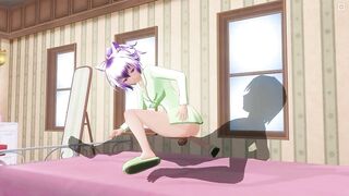3D HENTAI Lovely girlfriend in green pajamas reverse cowgirl
