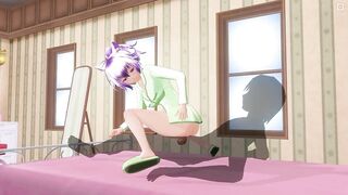 3D HENTAI Lovely girlfriend in green pajamas reverse cowgirl
