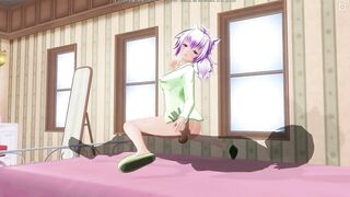 3D HENTAI Lovely girlfriend in green pajamas reverse cowgirl