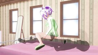 3D HENTAI Lovely girlfriend in green pajamas reverse cowgirl