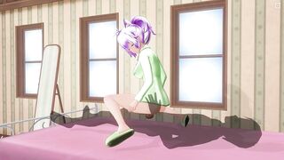 3D HENTAI Lovely girlfriend in green pajamas reverse cowgirl