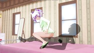 3D HENTAI Lovely girlfriend in green pajamas reverse cowgirl