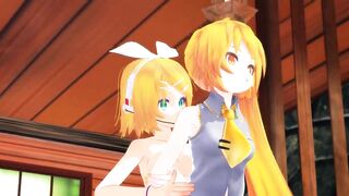 【SEX-MMD】(Yuri) Rin Fucks Neru in Hot Spring (Futanari)【R-18】