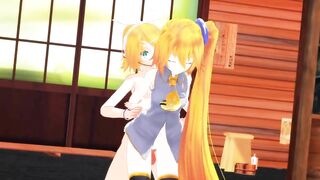 【SEX-MMD】(Yuri) Rin Fucks Neru in Hot Spring (Futanari)【R-18】